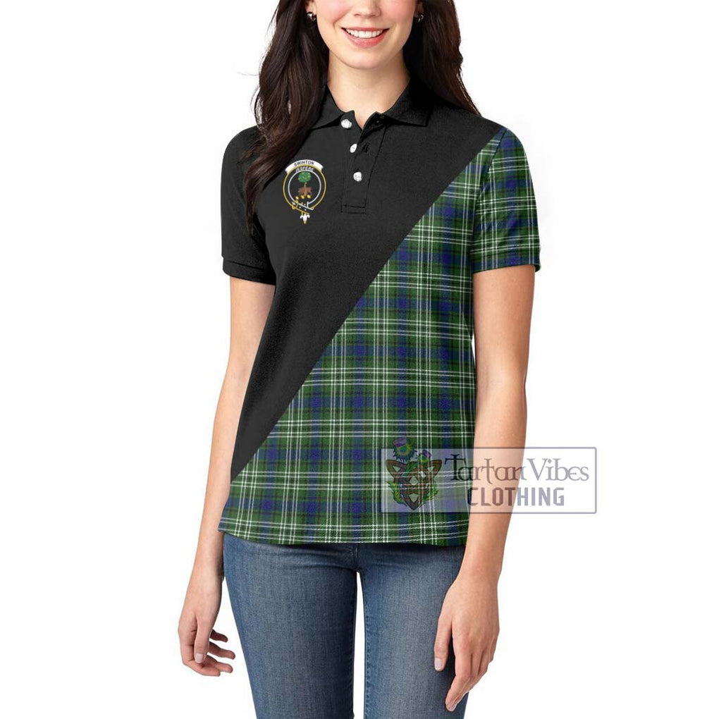 Swinton Tartan Women's Polo Shirt with Family Crest and Military Logo Style - Tartanvibesclothing Shop