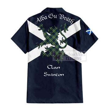 Swinton Tartan Lion Rampant Short Sleeve Button Shirt  Proudly Display Your Heritage with Alba Gu Brath and Clan Name