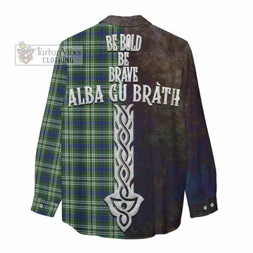 Swinton Tartan Family Crest Women's Casual Shirt Alba Gu Brath Be Brave Lion Ancient Style - Tartan Vibes Clothing