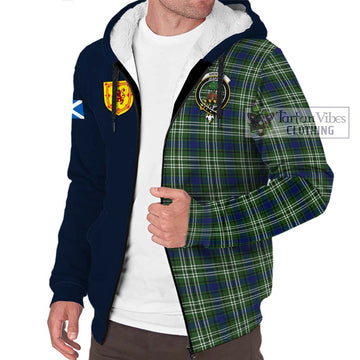 Swinton Tartan Sherpa Hoodie Alba with Scottish Lion Royal Arm Half Style