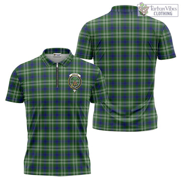 Swinton Tartan Zipper Polo Shirt with Family Crest - Tartan Vibes Clothing