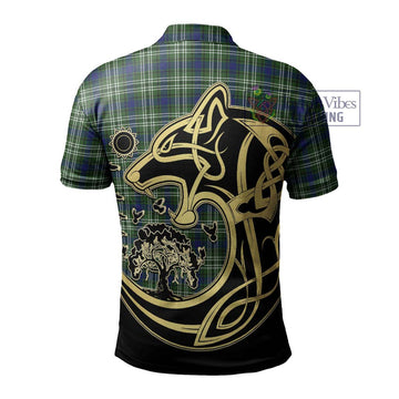 Swinton Tartan Polo Shirt with Family Crest Celtic Wolf Style