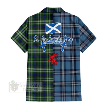 Swinton Tartan Short Sleeve Button Shirt Happy St. Andrew's Day Half Tartan Style