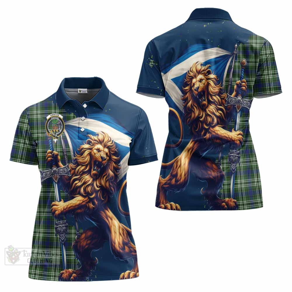 Tartan Vibes Clothing Swinton Tartan Family Crest Women's Polo Shirt with Scottish Majestic Lion