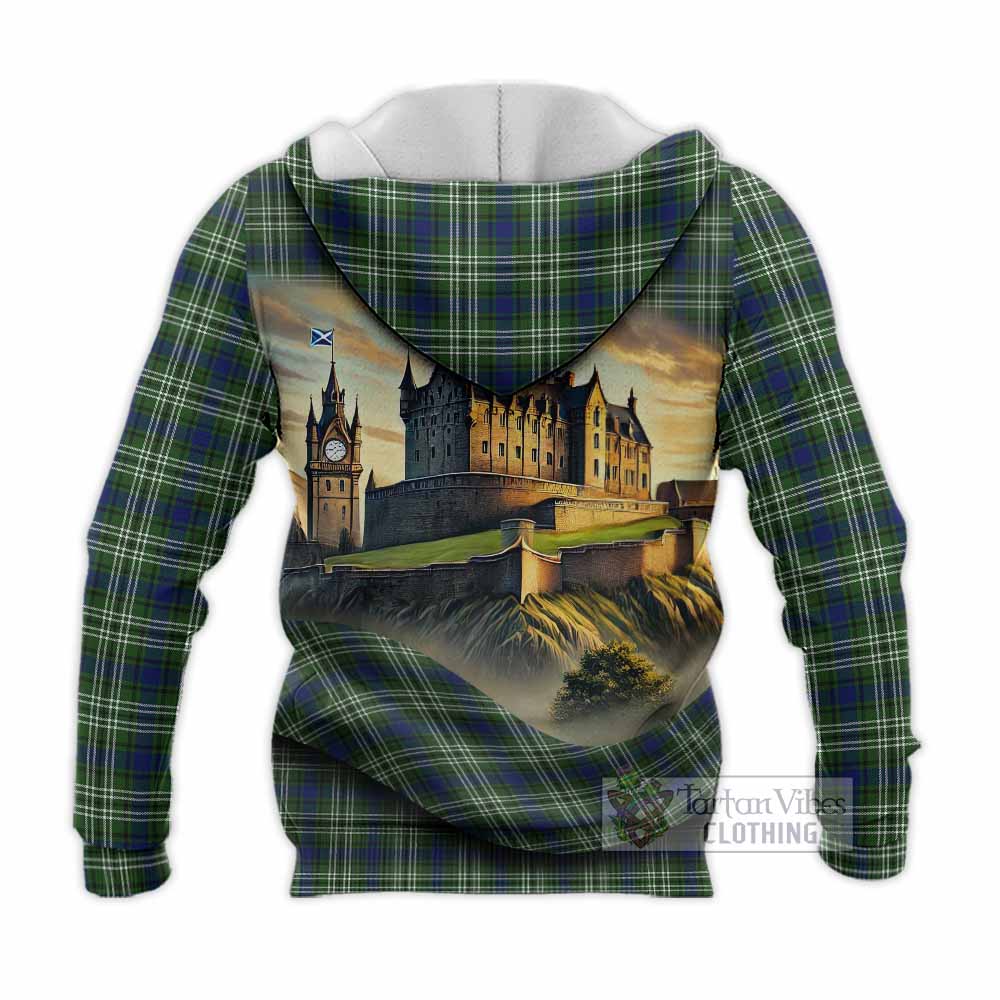 Swinton Tartan Family Crest Knitted Hoodie with Scottish Ancient Castle Style - Tartan Vibes Clothing