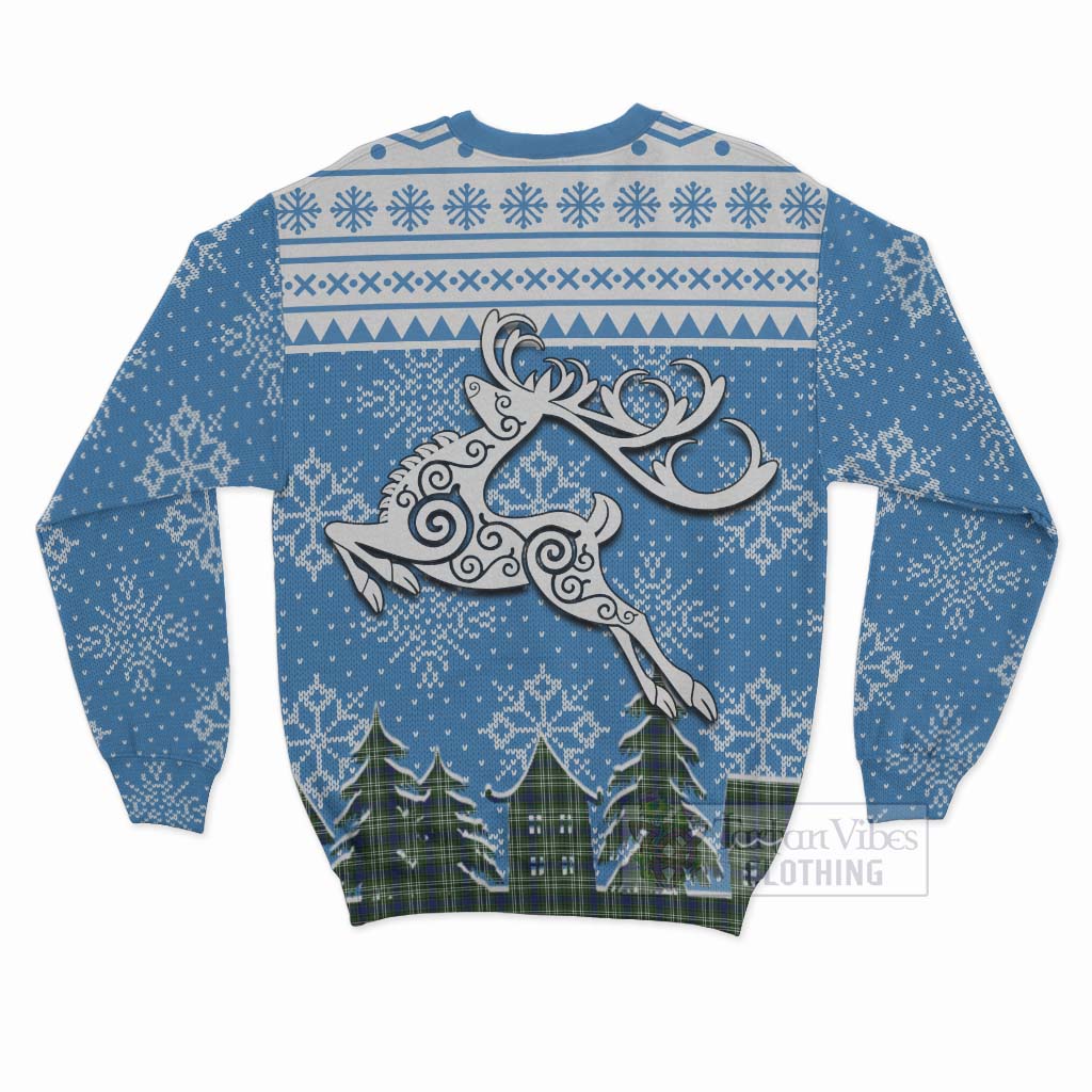 Tartan Vibes Clothing Swinton Clan Christmas Sweatshirt Celtic Reindeer Style