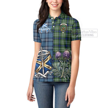 Swinton Tartan Women's Polo Shirt Happy St. Andrew's Day Half Tartan Style