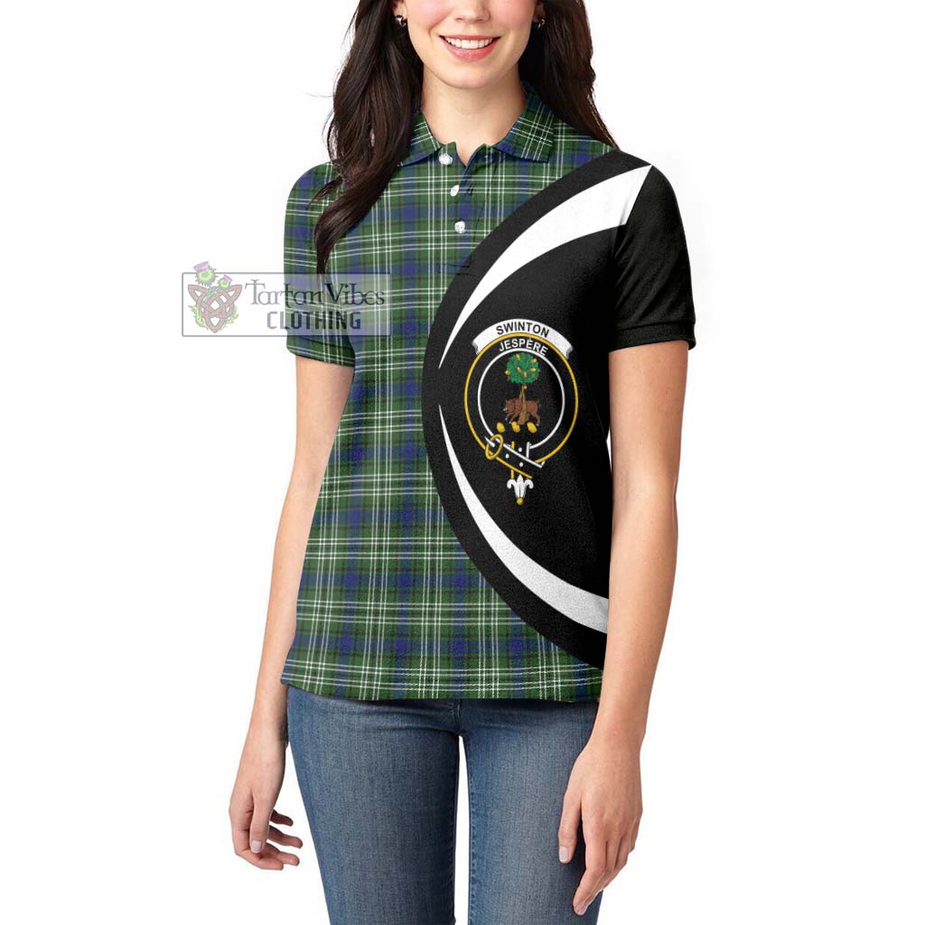 Swinton Tartan Women's Polo Shirt with Family Crest Circle Style - Tartan Vibes Clothing