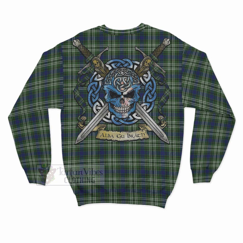 Tartan Vibes Clothing Swinton Tartan Sweatshirt with Family Crest Celtic Skull Style