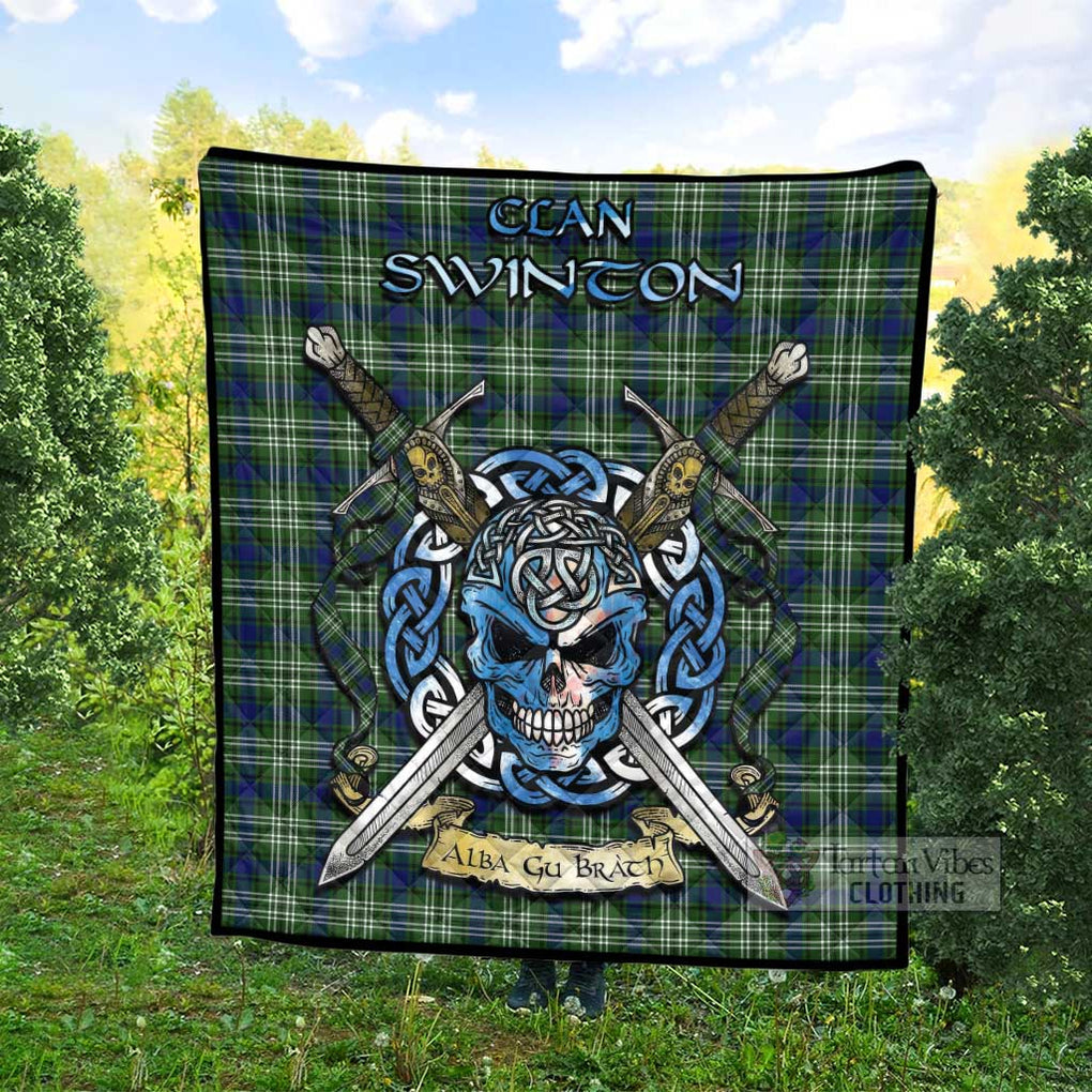 Tartan Vibes Clothing Swinton Tartan Quilt with Celtic Skull Alba Gu Brath Style