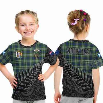 Swinton Crest Tartan Kid T-Shirt with New Zealand Silver Fern Half Style - Tartan Vibes Clothing