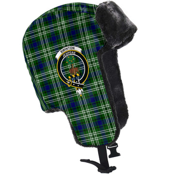 Swinton Tartan Winter Trapper Hat with Family Crest