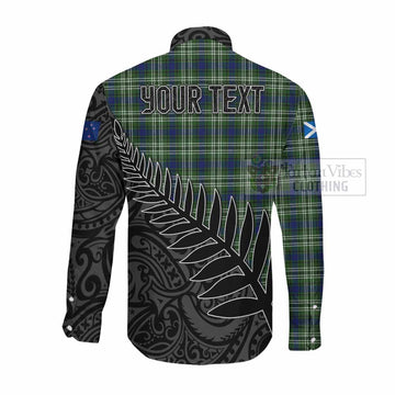 Swinton Crest Tartan Long Sleeve Button Shirt with New Zealand Silver Fern Half Style Men's Shirt - Tartan Vibes Clothing