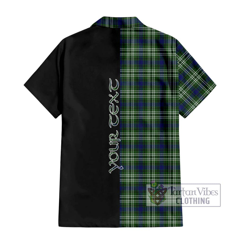 Swinton Tartan Short Sleeve Button Shirt with Family Crest and Half Of Me Style - Tartanvibesclothing Shop