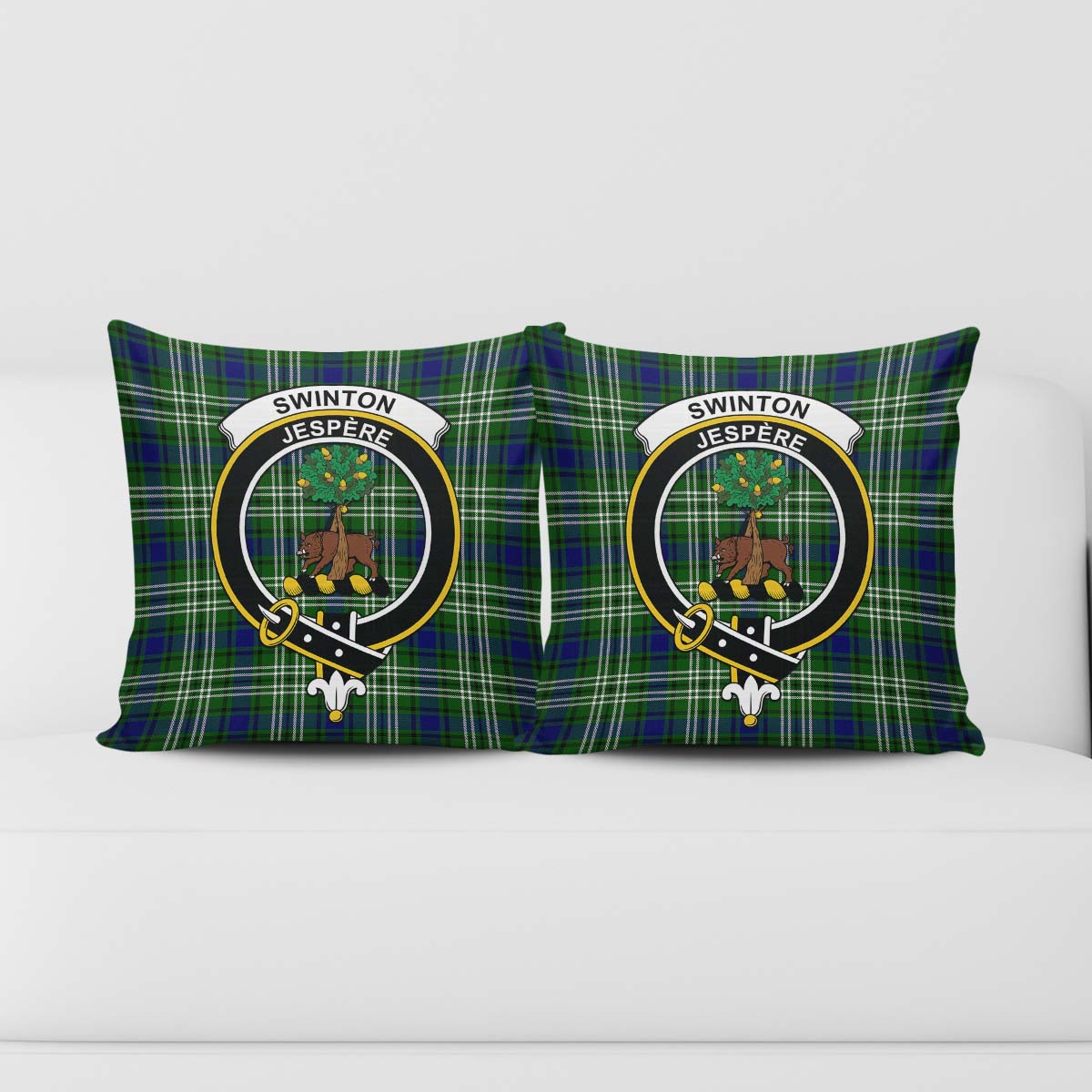 Swinton Tartan Pillow Cover with Family Crest - Tartanvibesclothing