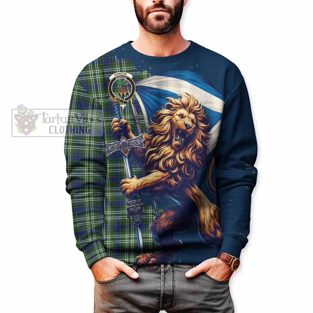 Tartan Vibes Clothing Swinton Tartan Family Crest Sweatshirt with Scottish Majestic Lion