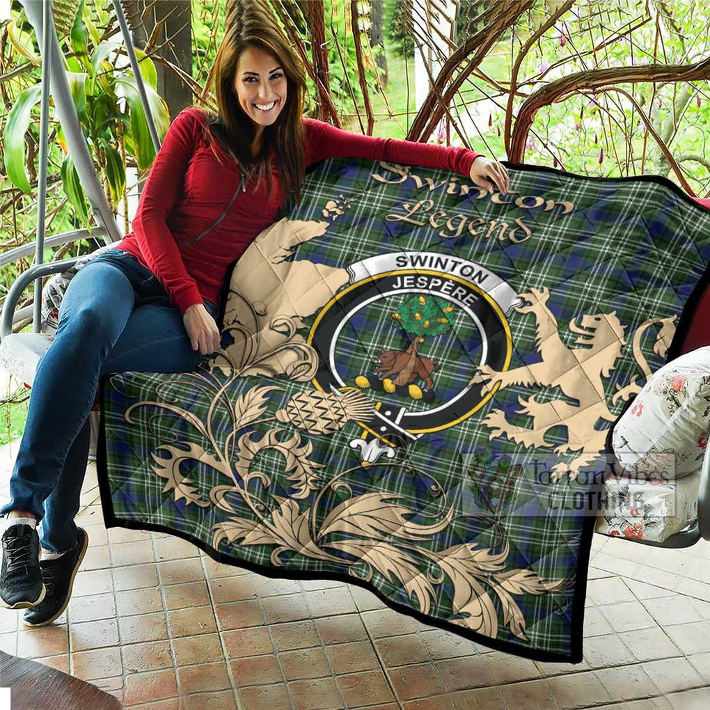 Tartan Vibes Clothing Swinton Tartan Quilt with Family Crest and Scottish Symbol Style