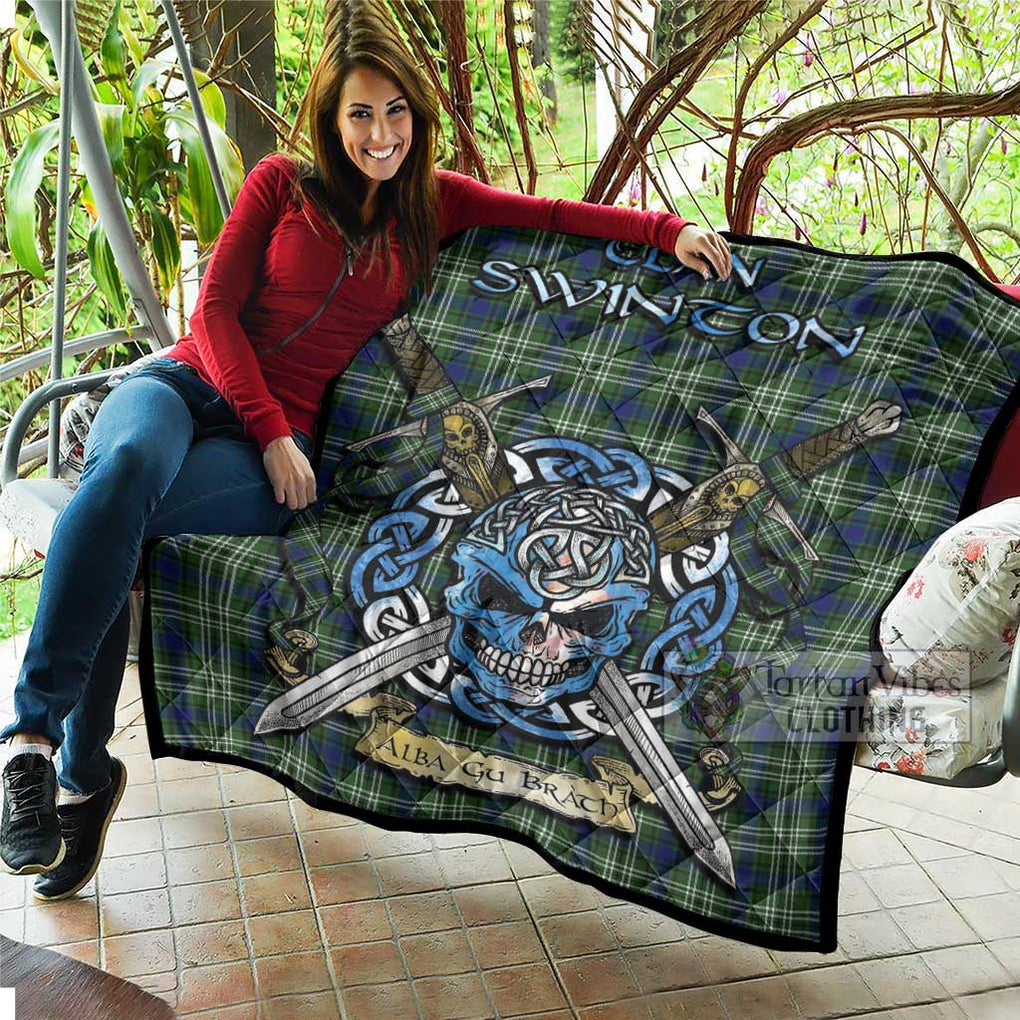 Tartan Vibes Clothing Swinton Tartan Quilt with Celtic Skull Alba Gu Brath Style