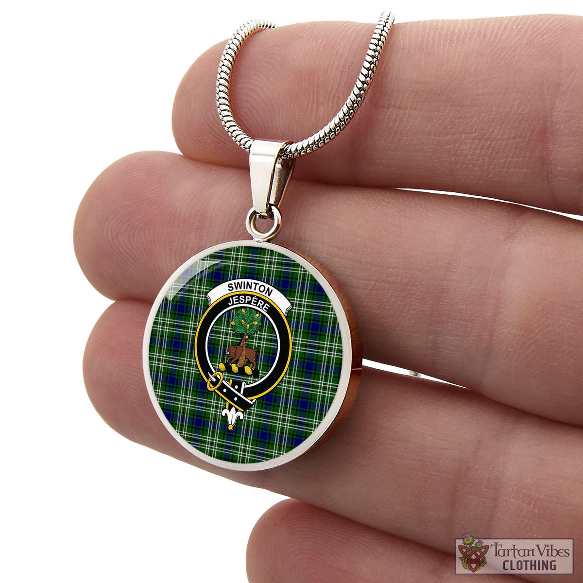 Swinton Tartan Circle Necklace with Family Crest - Tartan Vibes Clothing