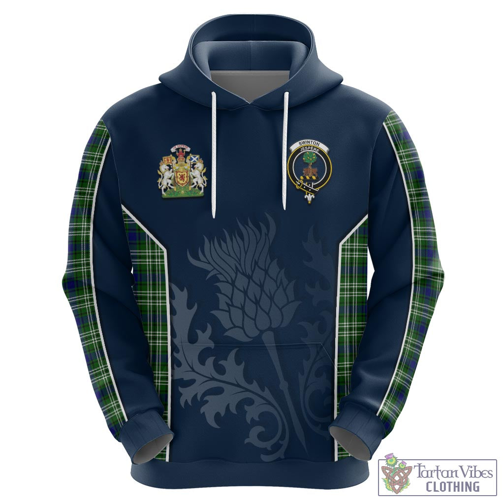 Tartan Vibes Clothing Swinton Tartan Hoodie with Family Crest and Scottish Thistle Vibes Sport Style