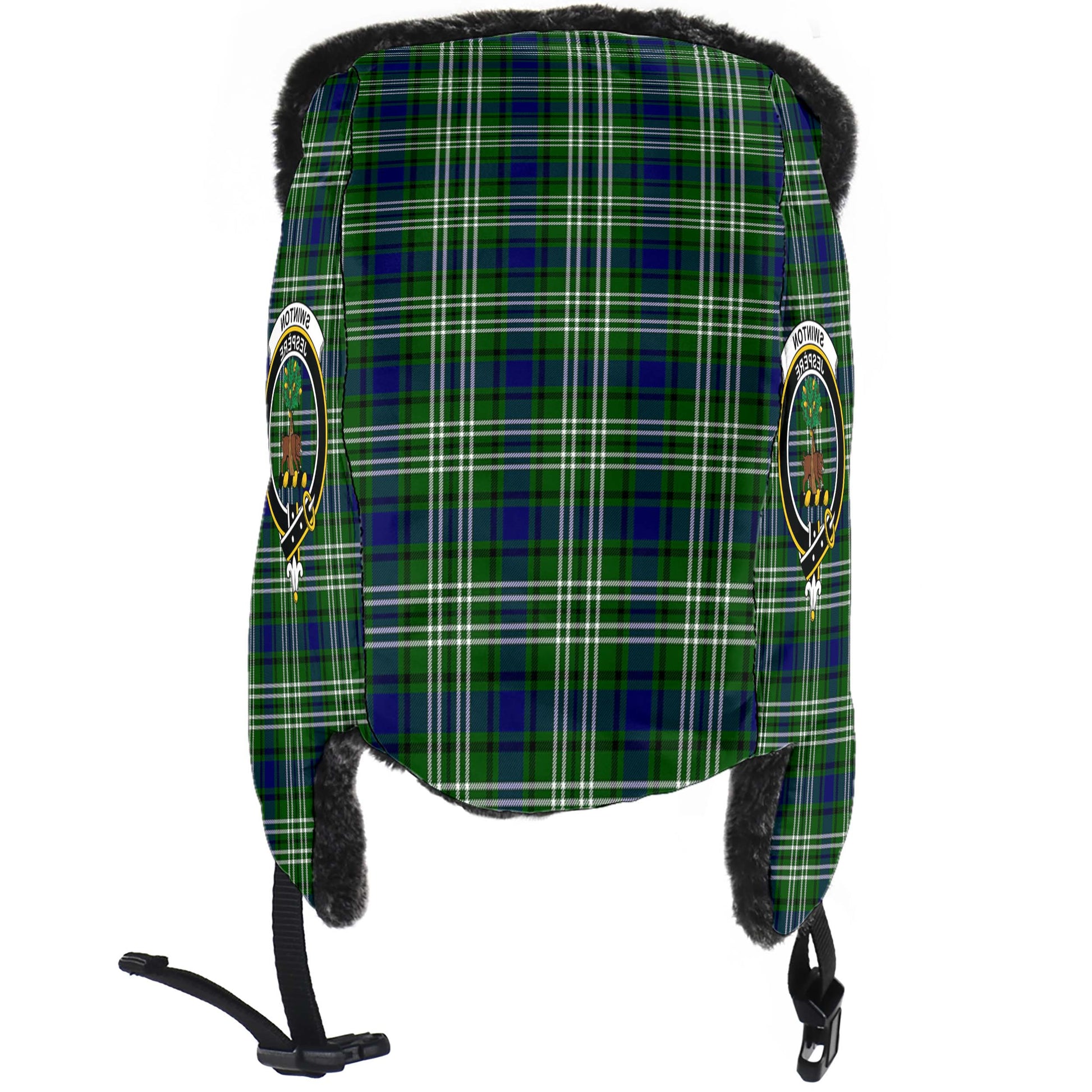 Swinton Tartan Winter Trapper Hat with Family Crest - Tartanvibesclothing