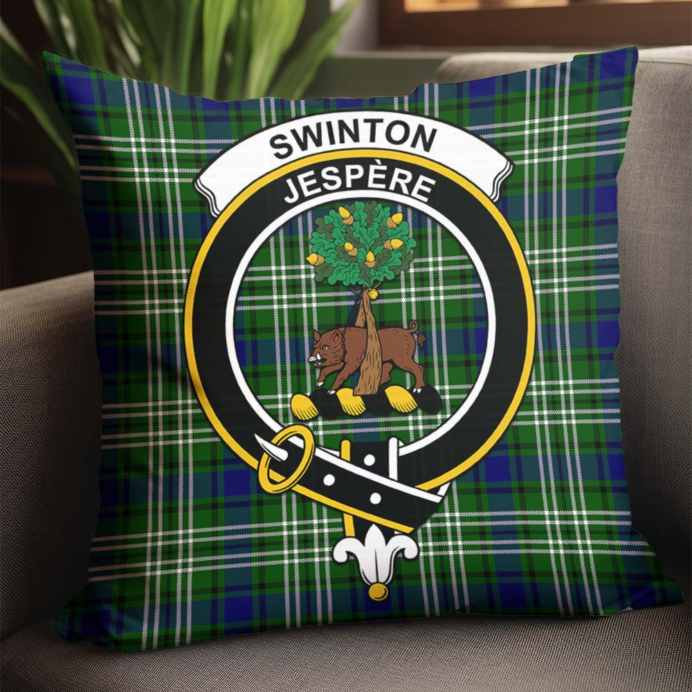 Swinton Tartan Pillow Cover with Family Crest - Tartanvibesclothing