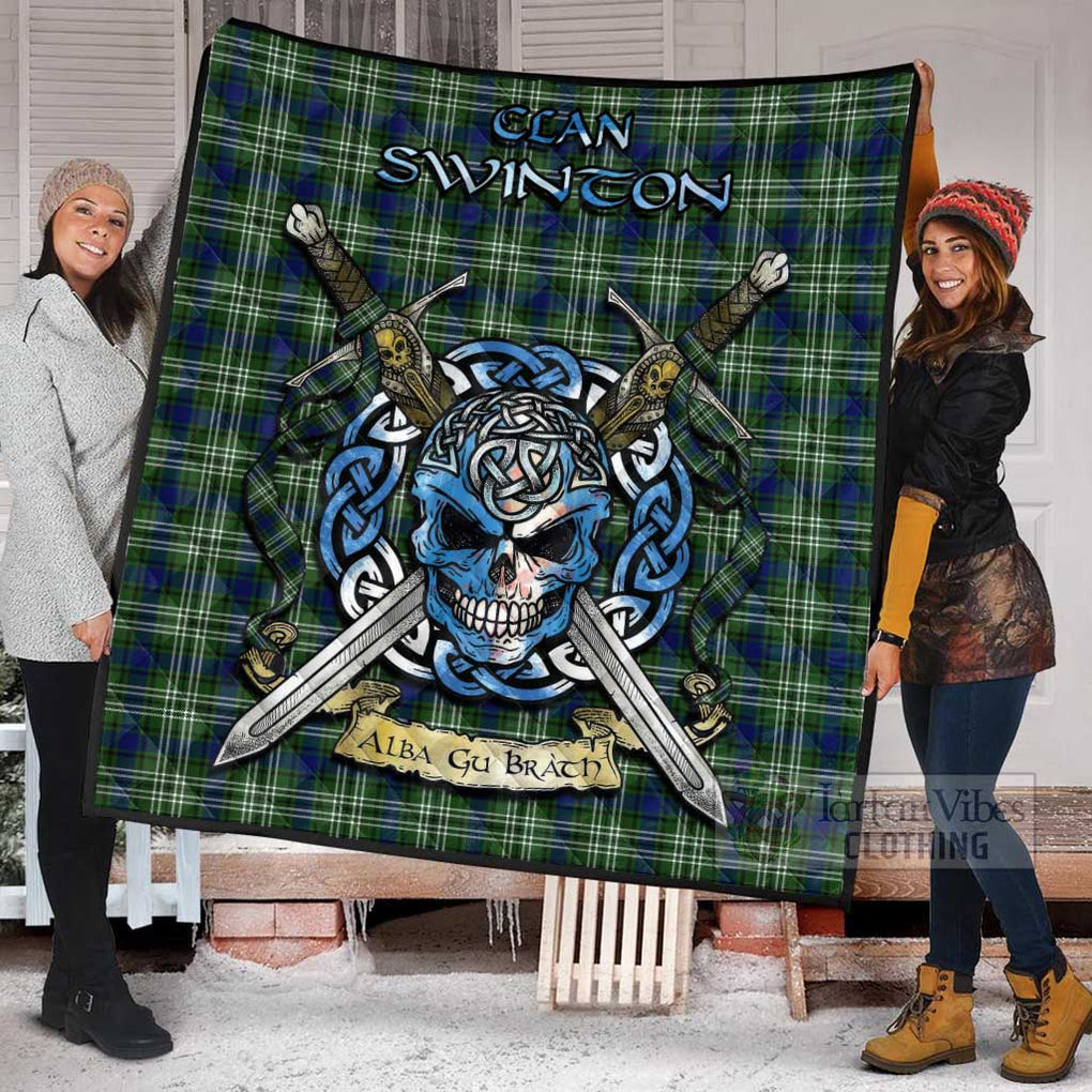 Tartan Vibes Clothing Swinton Tartan Quilt with Celtic Skull Alba Gu Brath Style