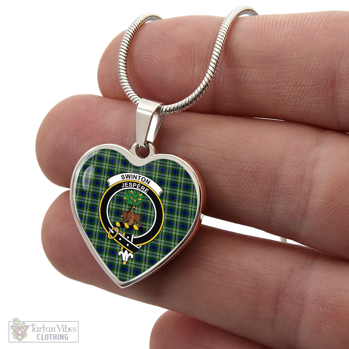 Swinton Tartan Heart Necklace with Family Crest - Tartan Vibes Clothing