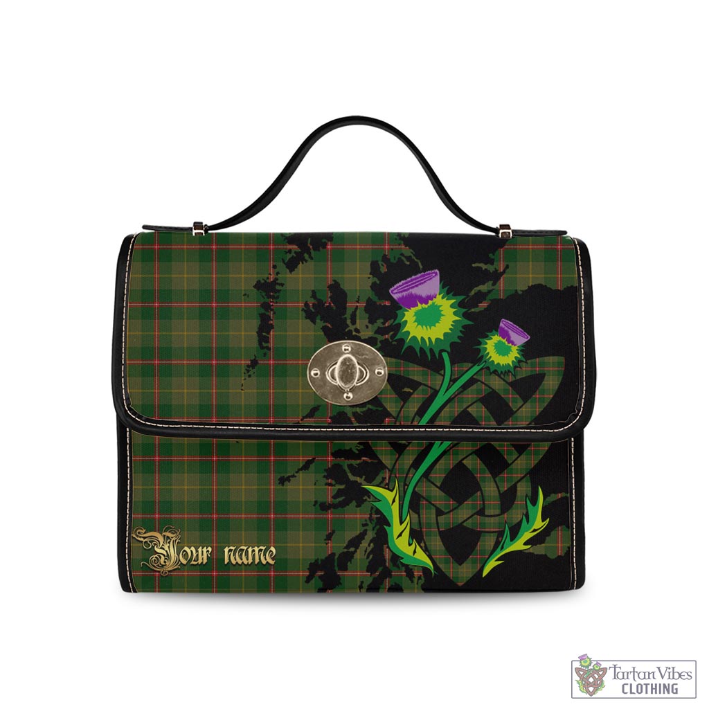 Tartan Vibes Clothing Symington Tartan Waterproof Canvas Bag with Scotland Map and Thistle Celtic Accents