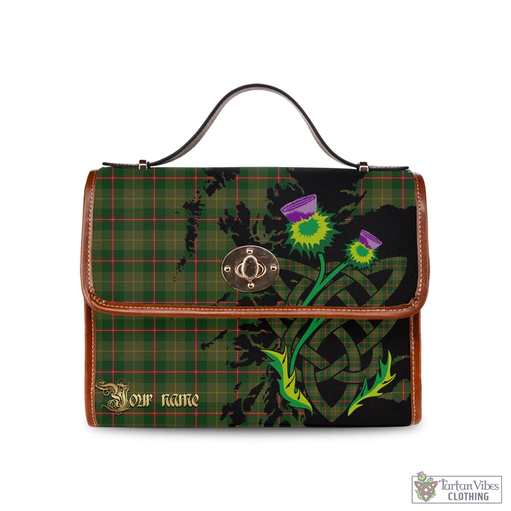 Tartan Vibes Clothing Symington Tartan Waterproof Canvas Bag with Scotland Map and Thistle Celtic Accents