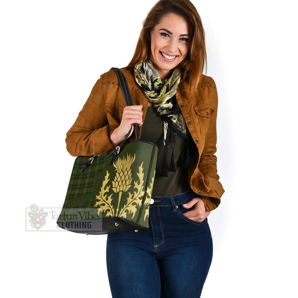 Symington Tartan Leather Tote Bag Gold Thistle Style - Tartan Vibes Clothing