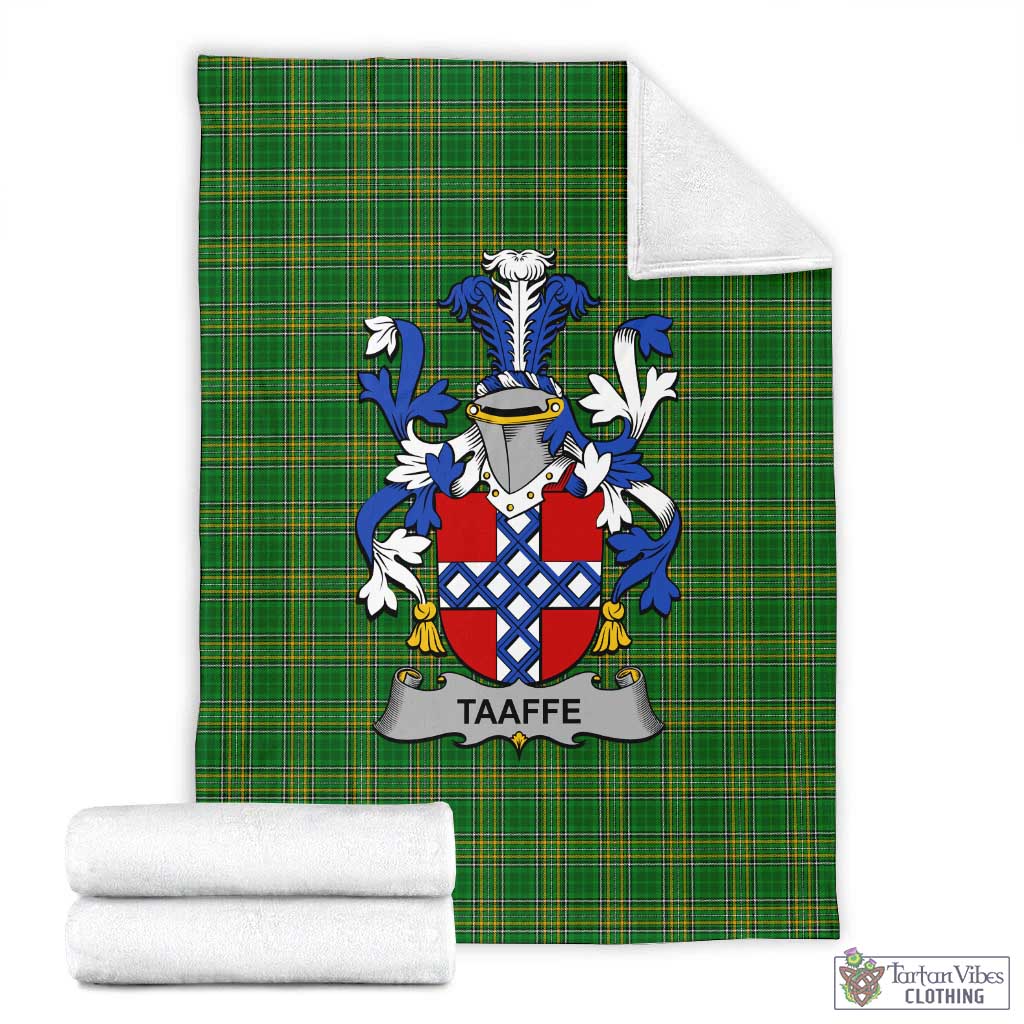 Tartan Vibes Clothing Taaffe Irish Clan Tartan Blanket with Coat of Arms