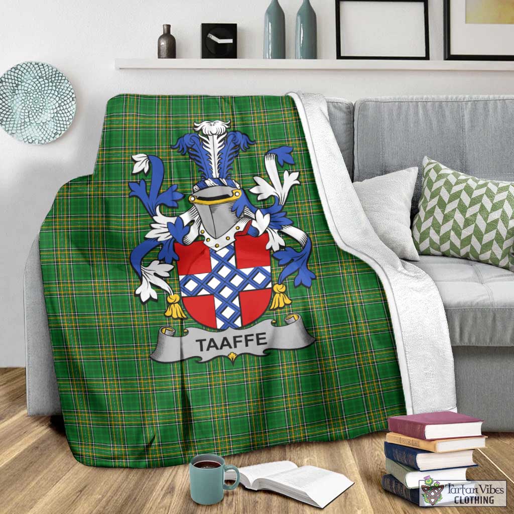 Tartan Vibes Clothing Taaffe Irish Clan Tartan Blanket with Coat of Arms