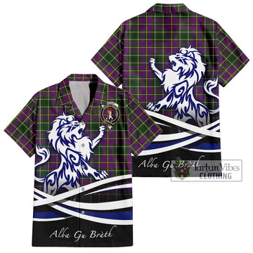 Tailylour Tartan Short Sleeve Button Shirt with Alba Gu Brath Regal Lion Emblem