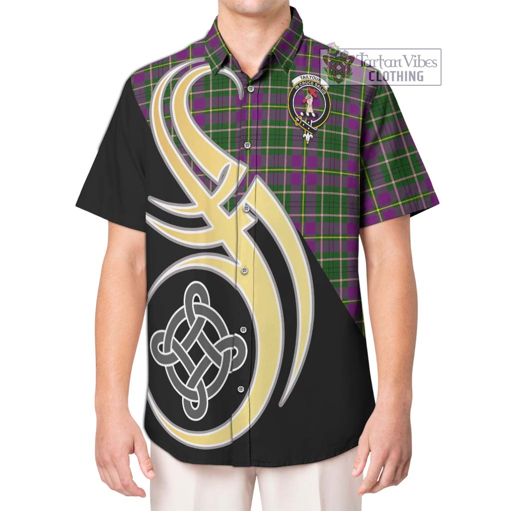 Tailylour Tartan Short Sleeve Button Shirt with Family Crest and Celtic Symbol Style Kid - Tartan Vibes Clothing