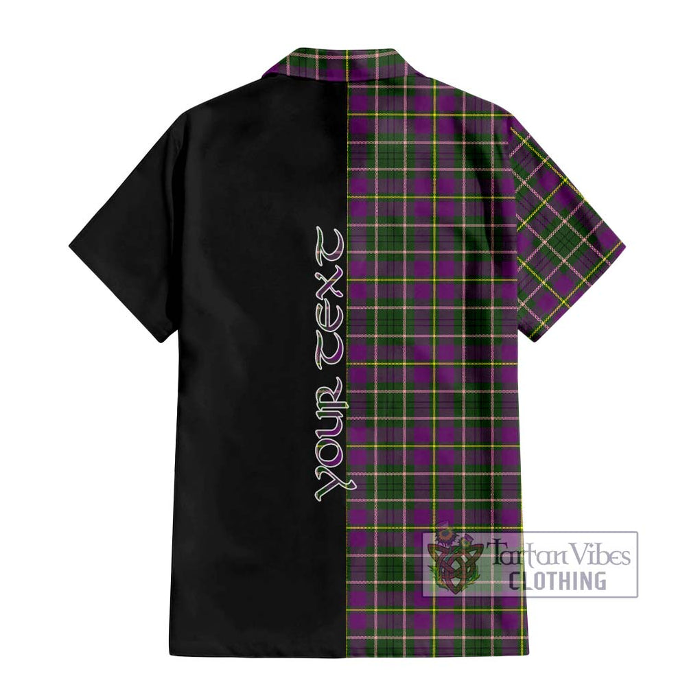 Tailylour Tartan Short Sleeve Button Shirt with Family Crest and Half Of Me Style - Tartanvibesclothing Shop