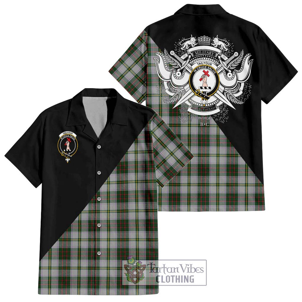 Tailylour Dress Tartan Short Sleeve Button Shirt with Family Crest and Military Logo Style Kid - Tartanvibesclothing Shop