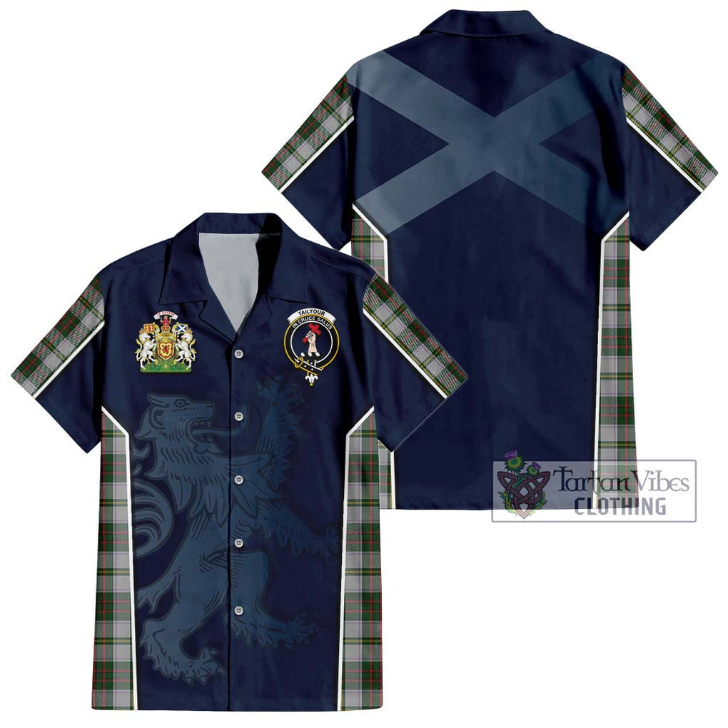 Tailylour Dress Tartan Short Sleeve Button Shirt with Family Crest and Lion Rampant Vibes Sport Style Kid - Tartan Vibes Clothing