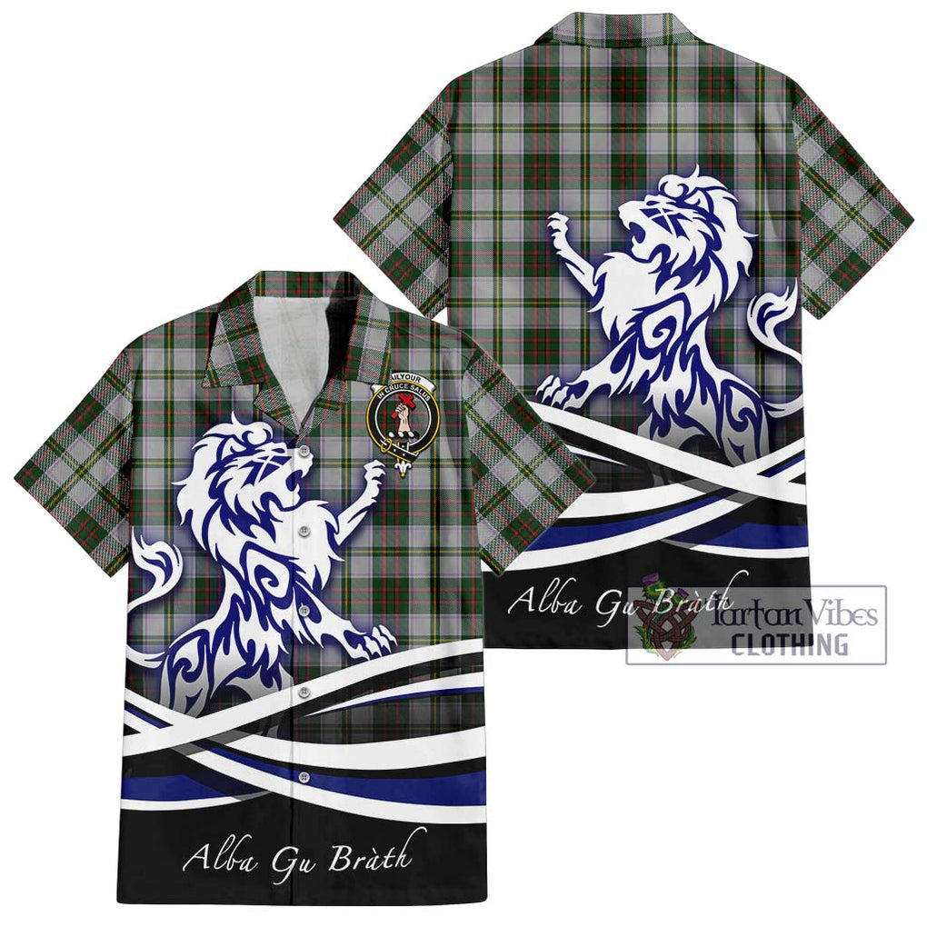 Tailylour Dress Tartan Short Sleeve Button Shirt with Alba Gu Brath Regal Lion Emblem Kid - Tartanvibesclothing Shop