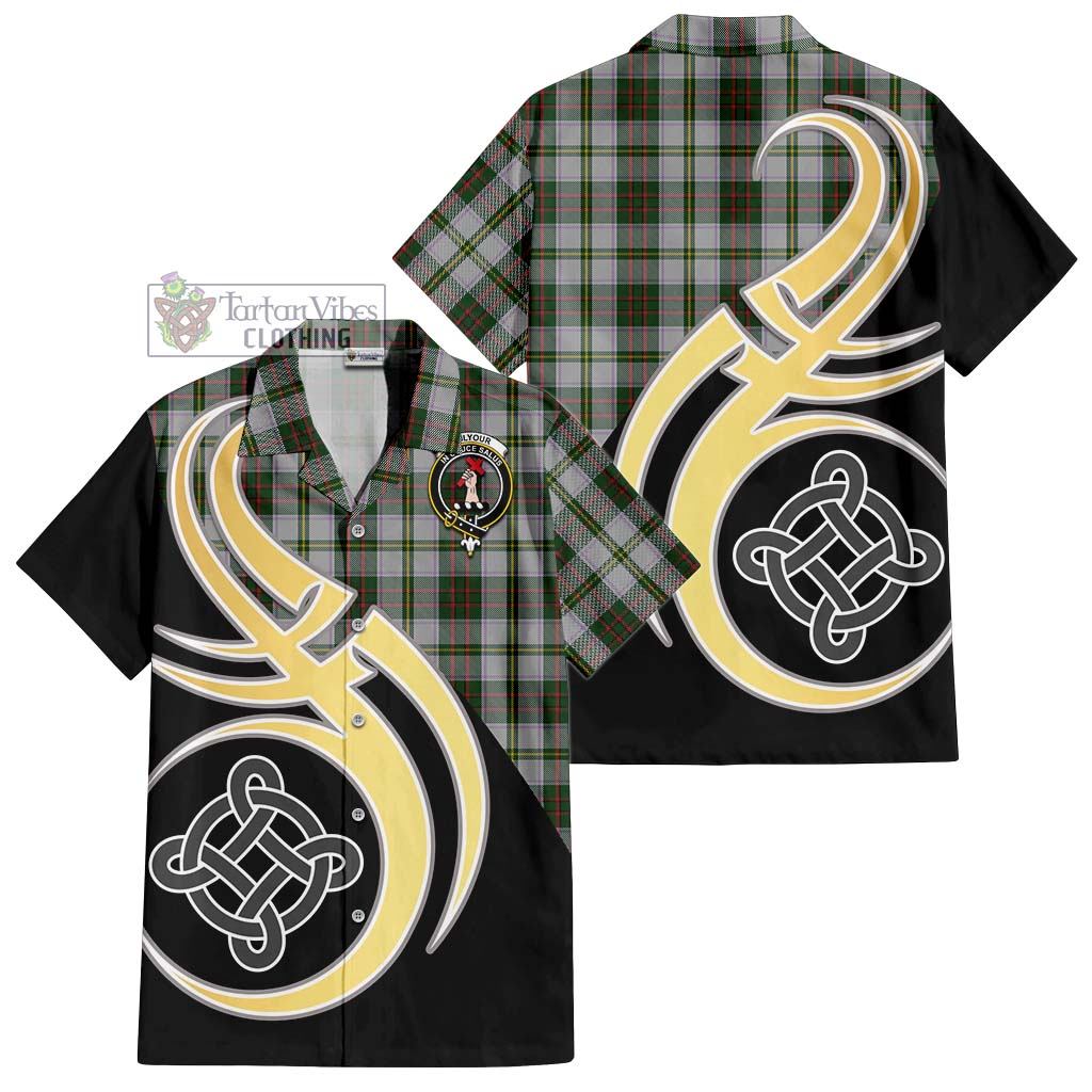 Tailylour Dress Tartan Short Sleeve Button Shirt with Family Crest and Celtic Symbol Style - Tartan Vibes Clothing