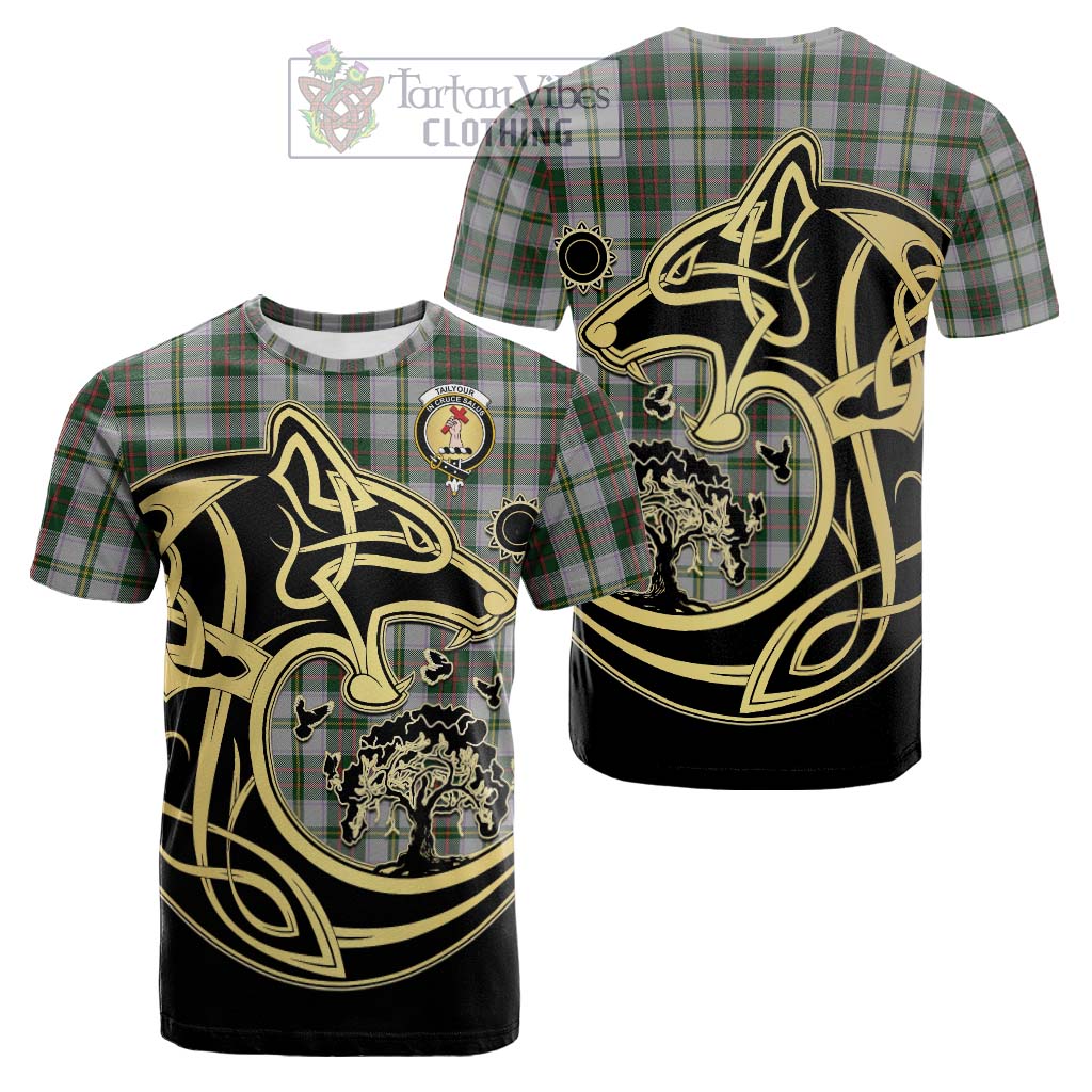 Tartan Vibes Clothing Tailylour Dress Tartan Cotton T-shirt with Family Crest Celtic Wolf Style