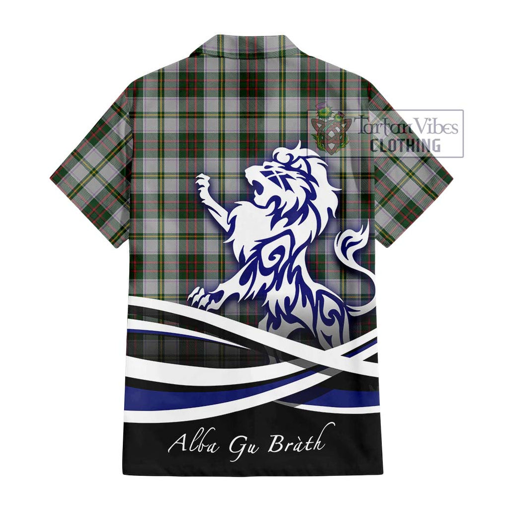 Tailylour Dress Tartan Short Sleeve Button Shirt with Alba Gu Brath Regal Lion Emblem - Tartanvibesclothing Shop