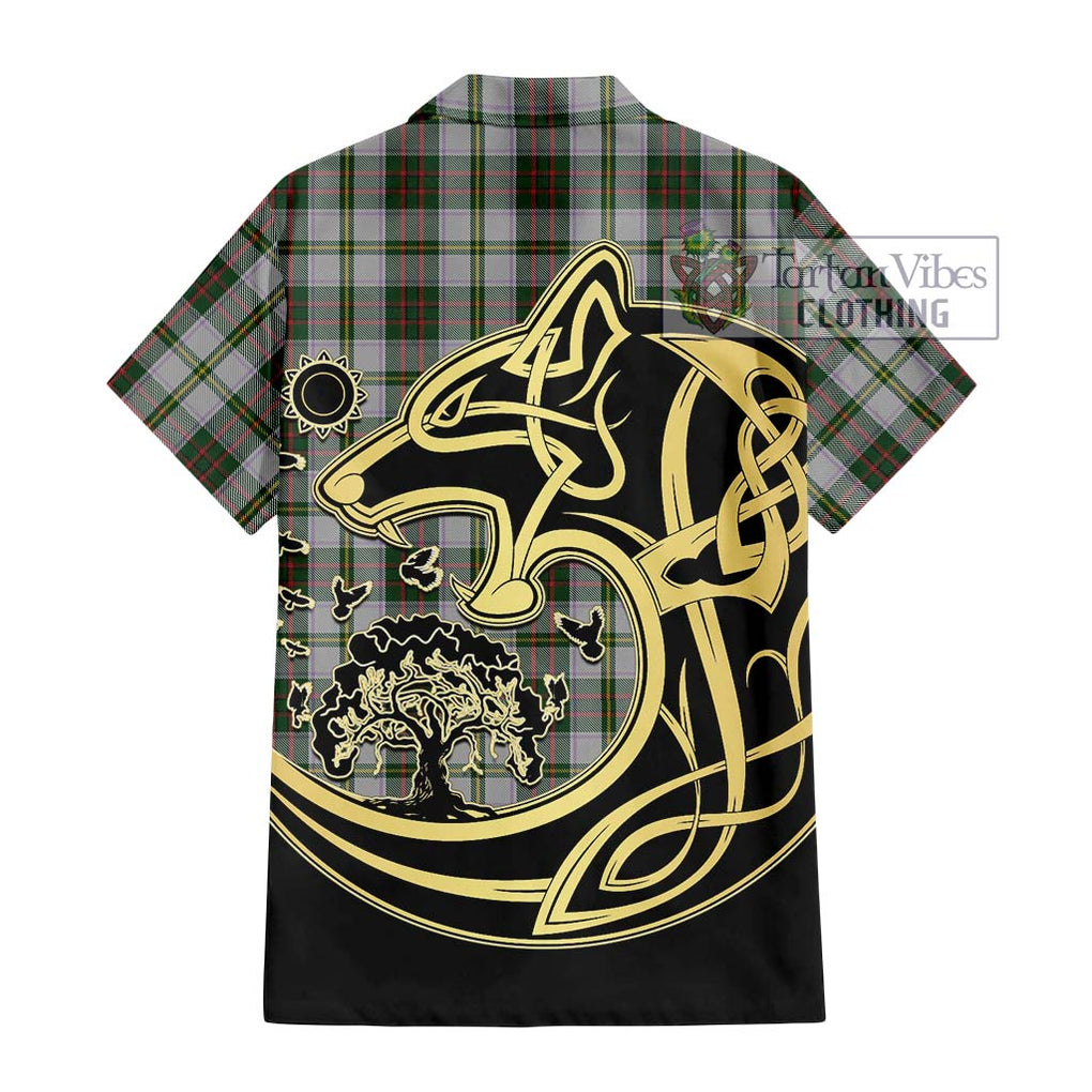 Tailylour Dress Tartan Short Sleeve Button Shirt with Family Crest Celtic Wolf Style - Tartan Vibes Clothing