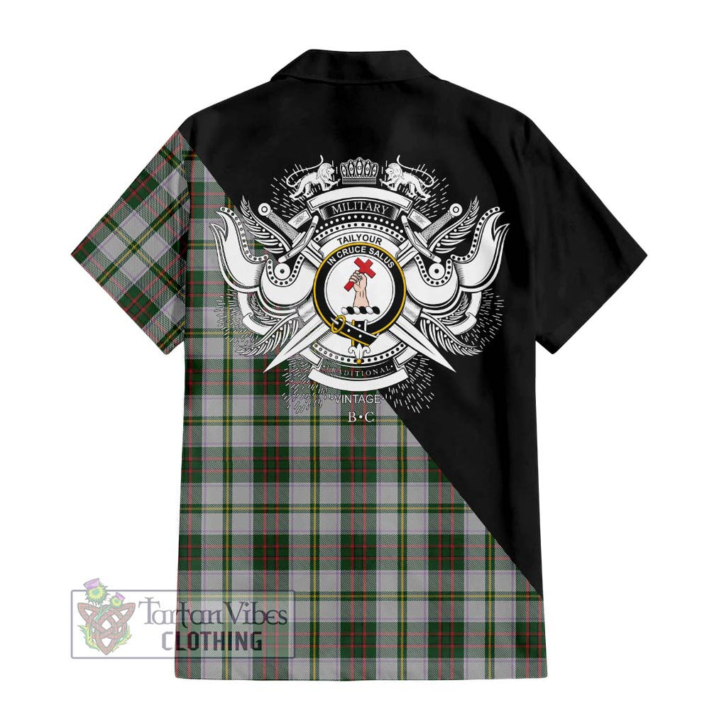 Tailylour Dress Tartan Short Sleeve Button Shirt with Family Crest and Military Logo Style - Tartanvibesclothing Shop