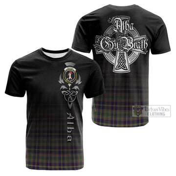 Tailylour Weathered Tartan Cotton T-shirt Featuring Alba Gu Brath Family Crest Celtic Inspired