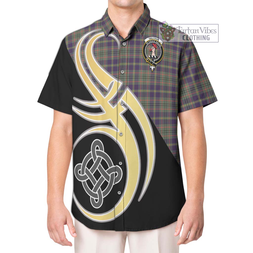 Tailylour Weathered Tartan Short Sleeve Button Shirt with Family Crest and Celtic Symbol Style Kid - Tartan Vibes Clothing