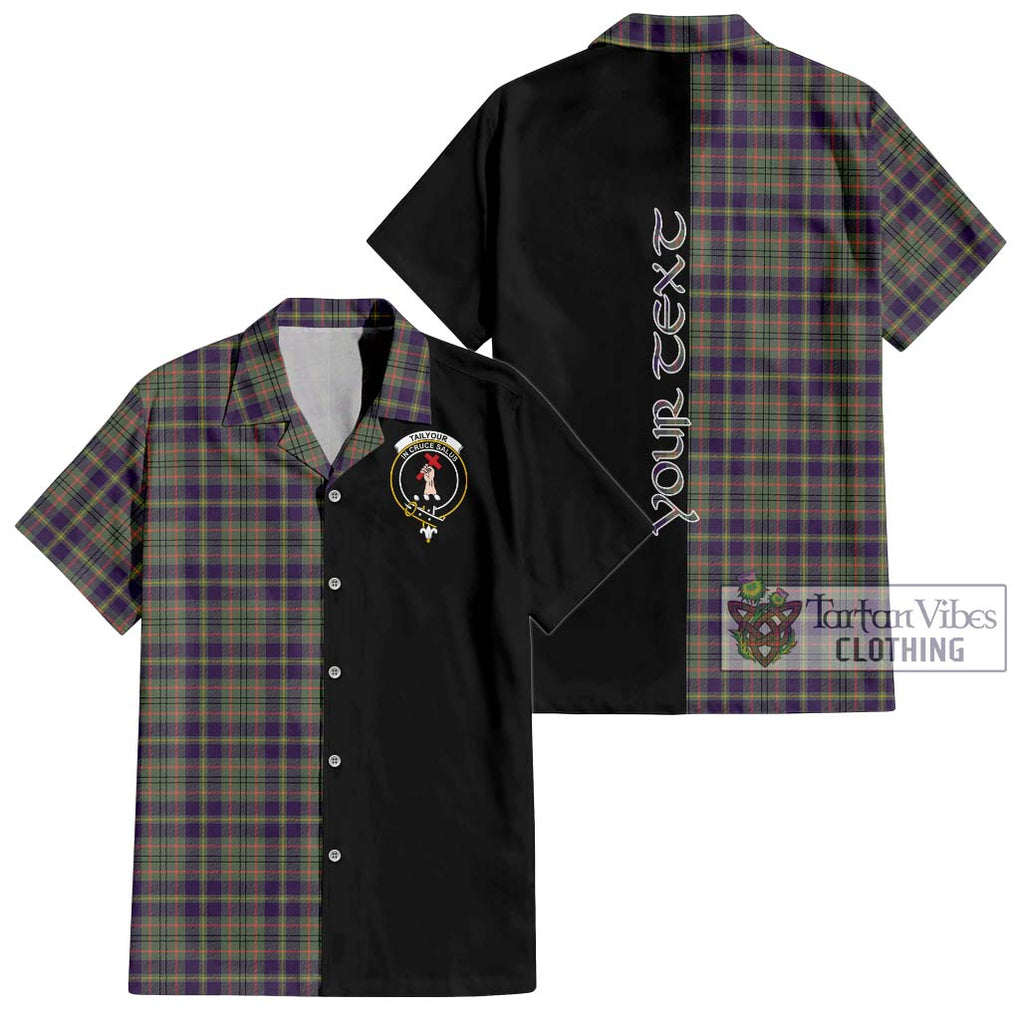 Tailylour Weathered Tartan Short Sleeve Button Shirt with Family Crest and Half Of Me Style Kid - Tartanvibesclothing Shop