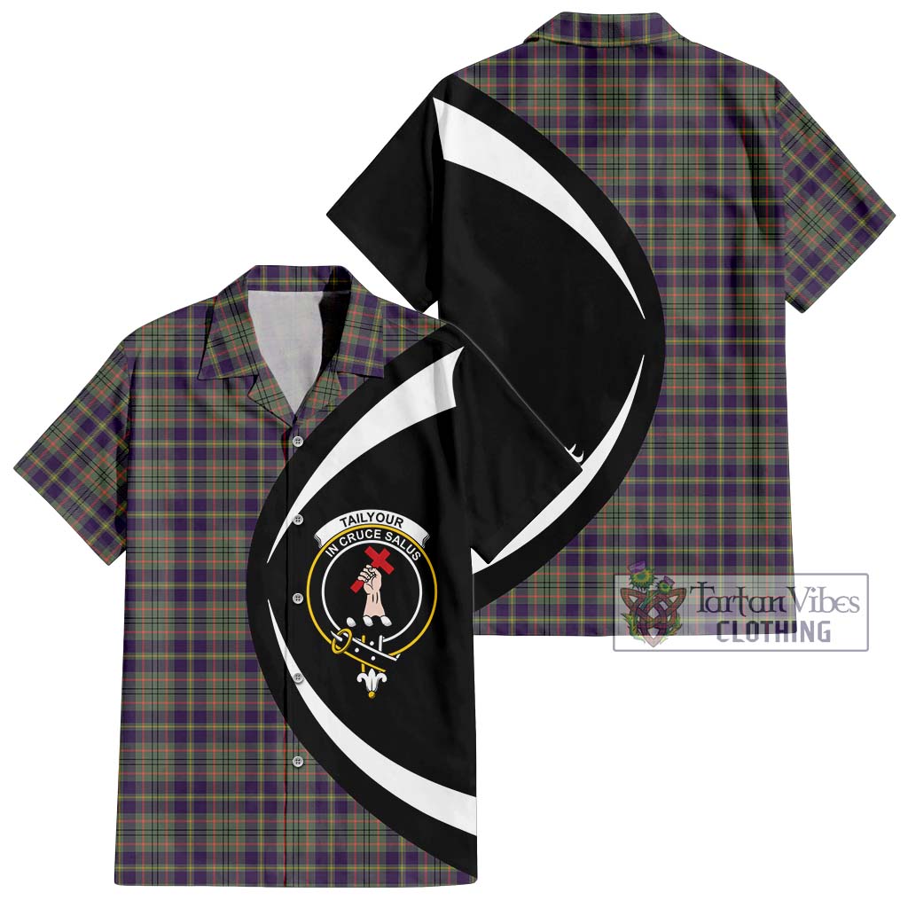 Tailylour Weathered Tartan Short Sleeve Button Up with Family Crest Circle Style Kid - Tartan Vibes Clothing