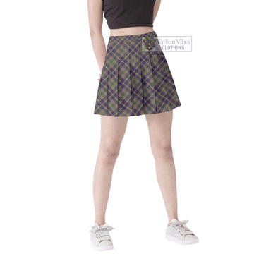 Tailylour Weathered Tartan Women's Plated Mini Skirt Cross Style