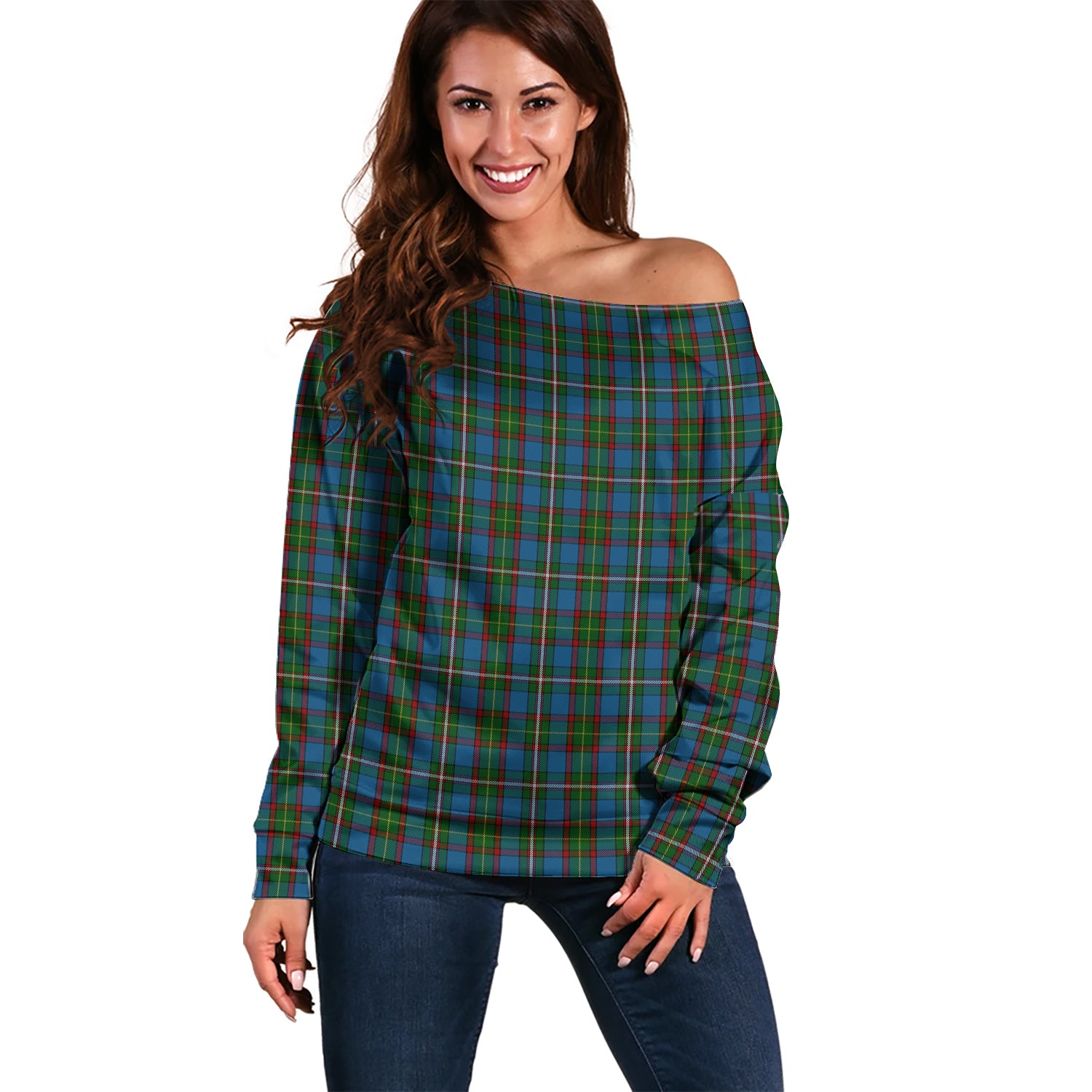 Tait Tartan Off Shoulder Women Sweater Women - Tartanvibesclothing Shop